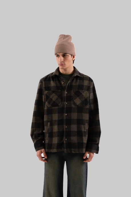 Beige Lumberjack Shirt With Front Pocket Flaw-093-011-001