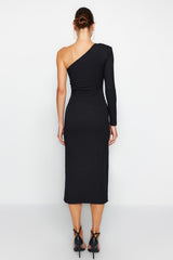 Black Body Sitting Knitted Elegant Evening Dress Tpraw24el00106