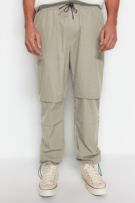 Khaki Men's Jogger Fit Parachute Pants Tmnss23pl00045