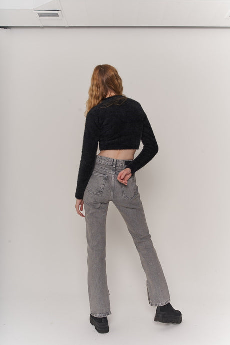 Sleeveless High Waist Straight Cut Toll Jeans Black Hltolljean