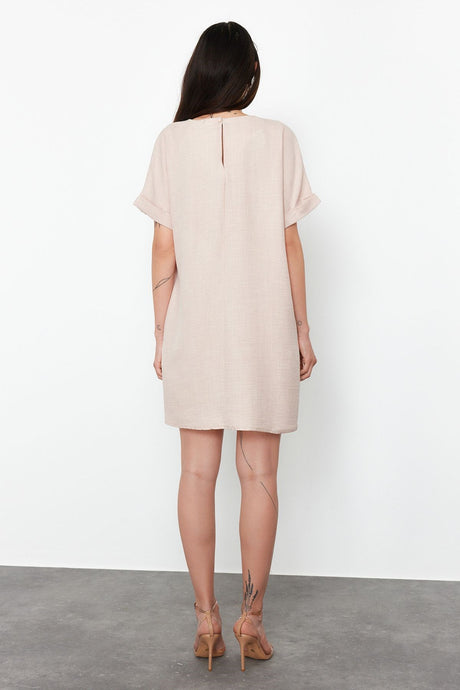 Mink Straight Cut Mini Woven Dress Twoss24el00765