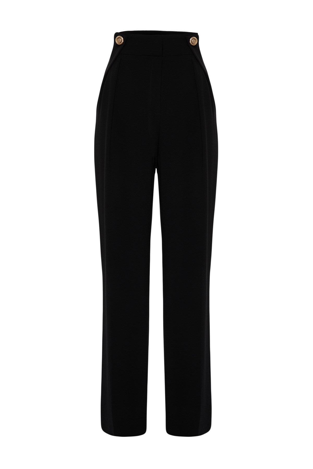 Black Wide Leg/wide Leg Buttoned Woven Pants Twoss24pl00118