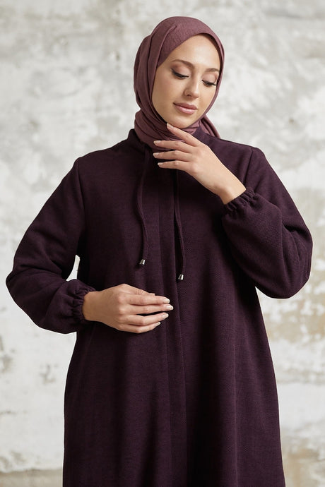 Levina Hidden Patted Abaya - Anthracite Ms00tz6002