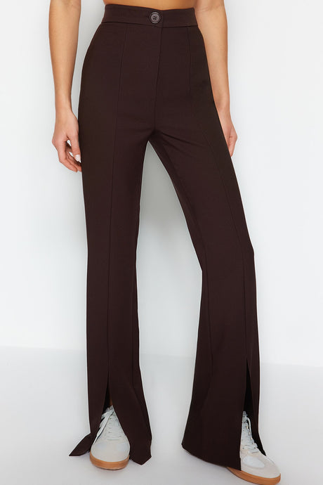 Black Flare Spanish Leg Leg Slit Detailed Woven Pants Twoaw22pl0046