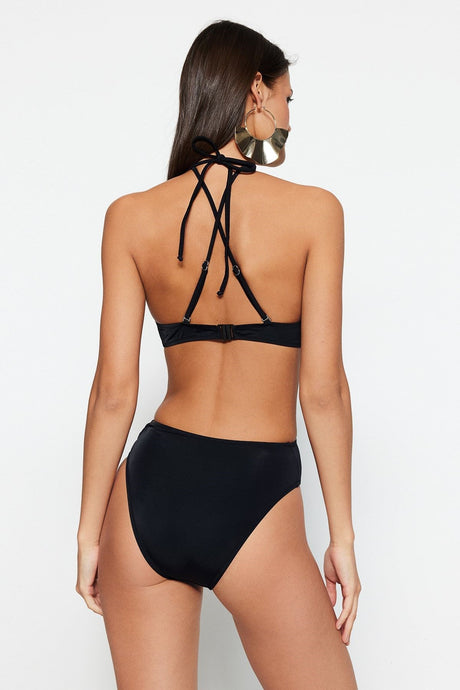 Khaki Halter Collar Cut Out/windowed Regular Leg Swimsuit Tbess23ma00042