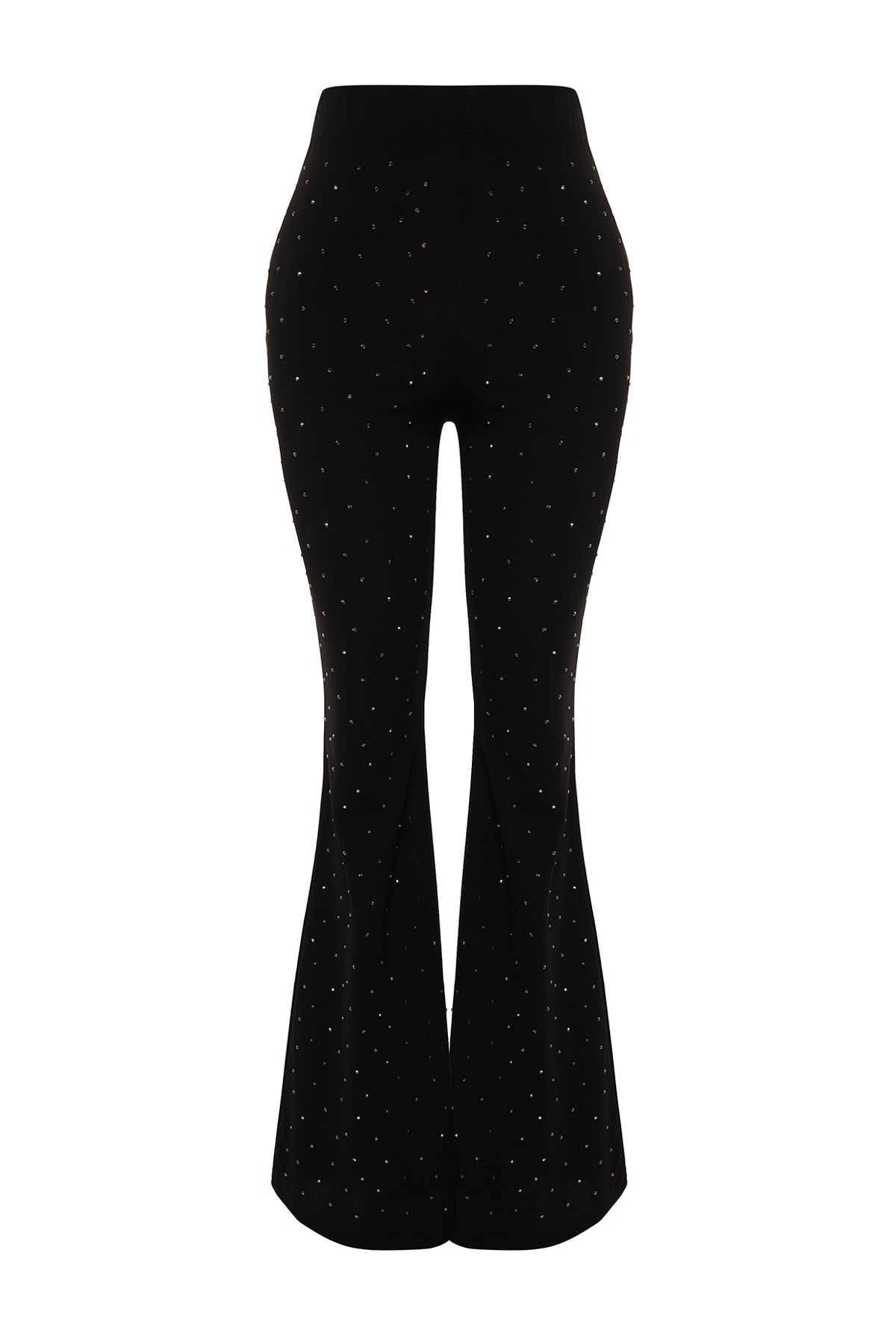 Black Knitted Shiny Stone Pants Tprss24pl00008