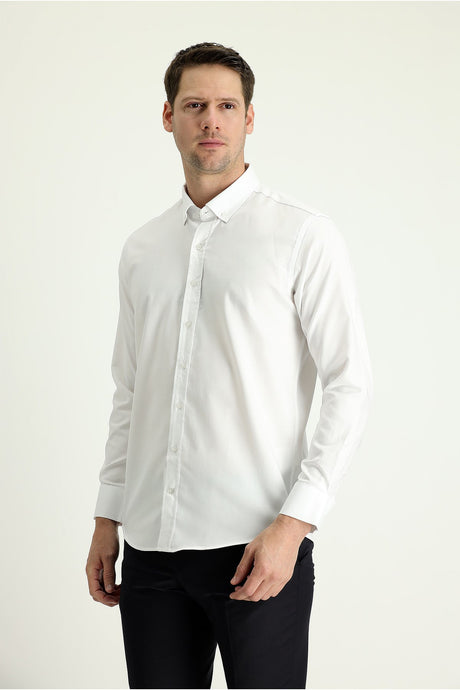 Long Sleeve Slim Fit Oxford Cotton Shirt 469295