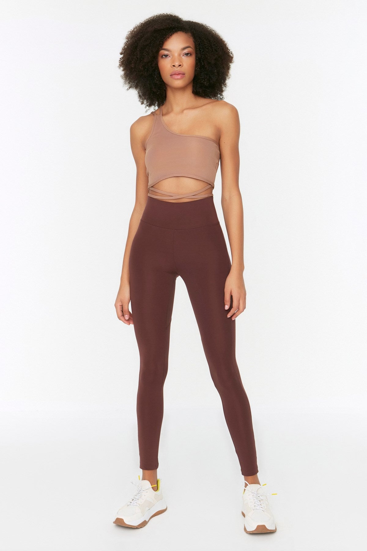 Khaki Push-up Full Length Sports Leggings Twoaw21ta0030