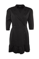 Black Woven Jacket Dress Tbbaw23ah00042