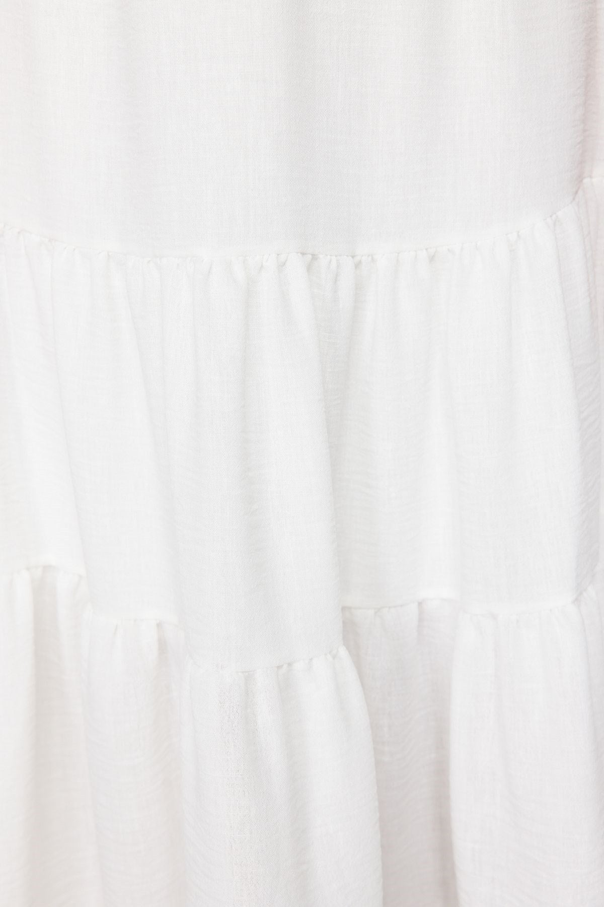 Ecru Hem Lace Detail Linen Look Flared Maxi Woven Skirt Twoss24et00170