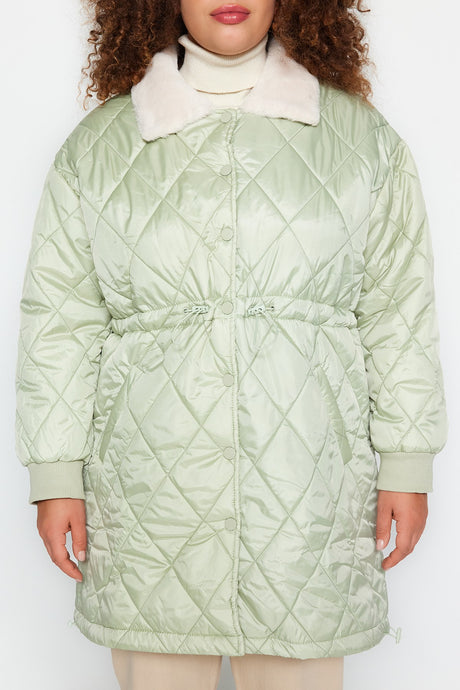 Mint Quilted Collar Plush Coat Tbbaw24aw00019