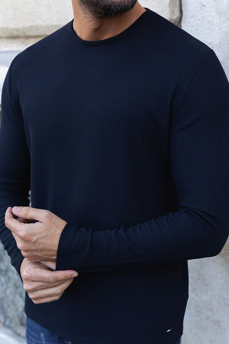 Anthracite Color Slim Fit Long Sleeve Crew Neck Men's T-shirt 36679.21k