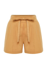 Mustard Lacing Detailed Cotton Woven Shorts Twoss24sr00065