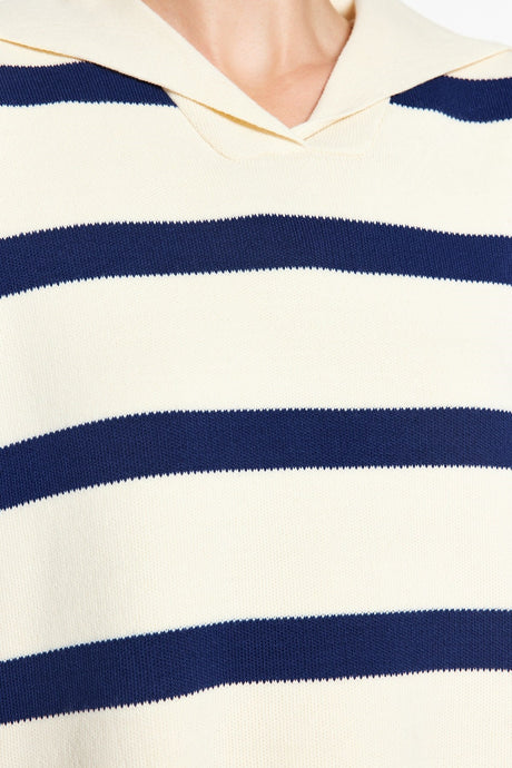 Ecru Sailor Collar Striped Knitwear Sweater Tctaw24uv00034