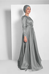 Women's Green (era) Skirt Ruffle Belted Silvery Evening Dress 001100 20yabl001100