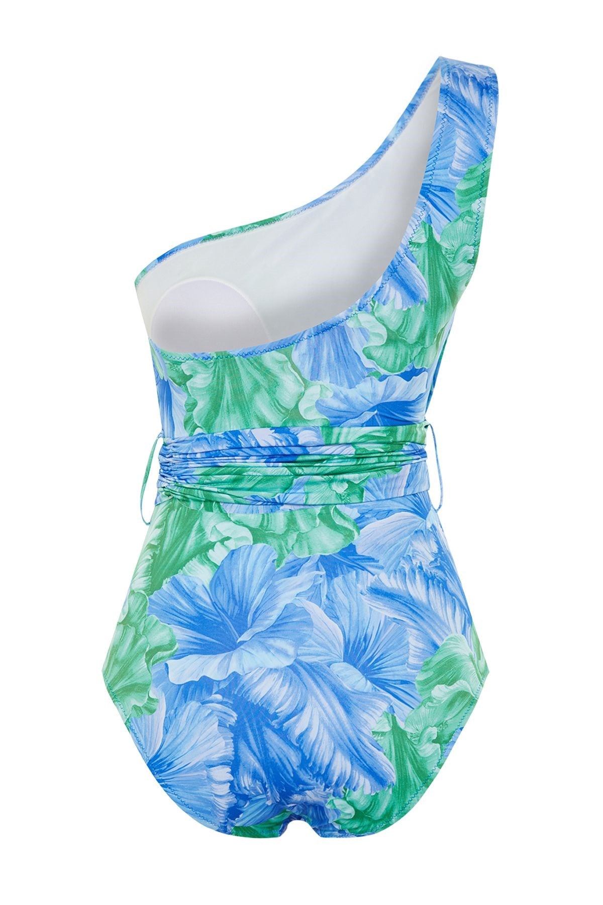 Floral Print One Shoulder Draped Regular Swimsuit Tbess24ma00131