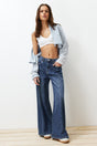 Blue More Sustainable Seam Detailed High Waist Wide Leg Jeans Twoss24je00116