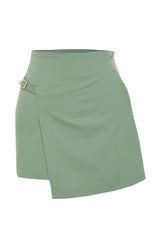 Stone Double Breasted Closure Buckle Detailed Woven Shorts Skirt Twoss24sr00061