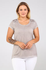 Camouflage Printed Sides Slit Oil Wash Tshirt-anthracite Sea-ts2151