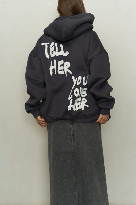 Just Be You Dark Khaki Hoodie Sweatshirt 2307