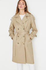 Beige Belted Water Repellent Trench Coat Twoss20tr0012