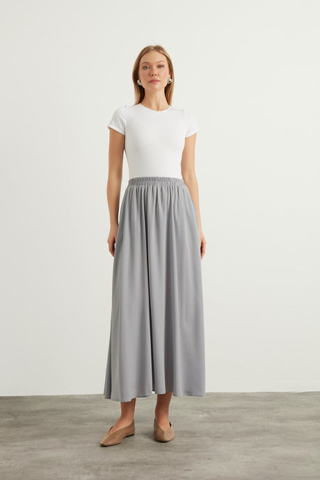 Gray Flared Skirt Brglbktset001