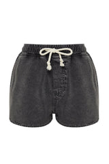 Light Blue Elasticated Waist High Waist Denim Shorts Twoss24sr00133