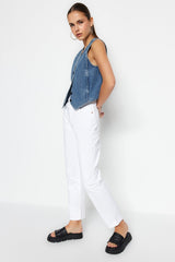 White High Waist Straight Jeans Twoss23je00235