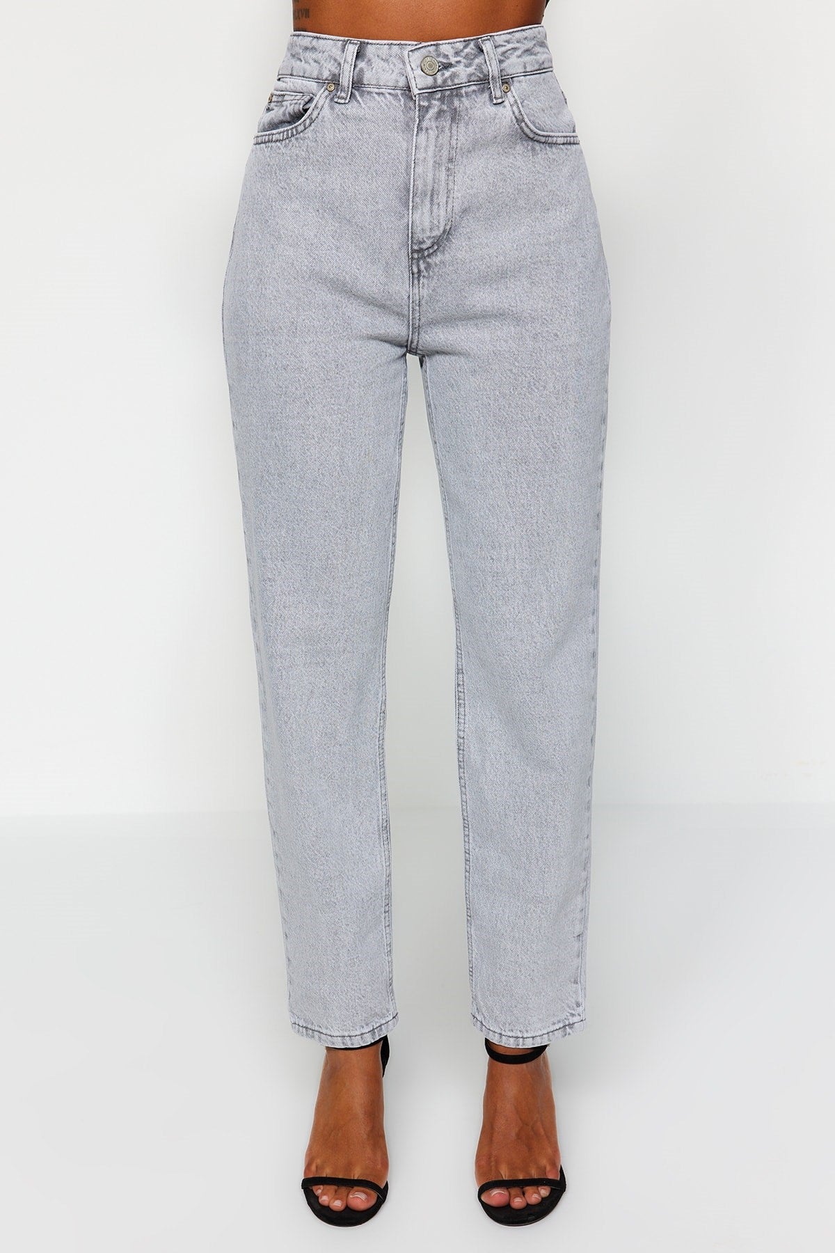 Gray High Waist Mom Jeans Twoaw22je0945