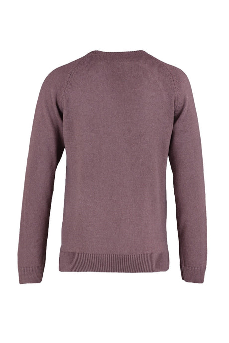 Grey Men's Slim Fit Crew Neck Raglan Sleeve Textured Wool Blended Knitwear Sweater Tmnaw22kz0290