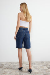 Blue High Waist Denim Shorts & Bermuda Twoss24sr00016