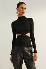 Limited Edition Black Window/cut Out Knitwear Sweater Twoaw24kz01240