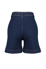 Blue Fitted Stitching Detailed High Waist Denim Shorts Twoss24sr00015