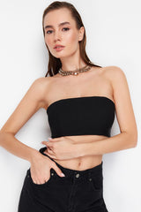 Black Crop Gown Bustier Tprss24bs00013