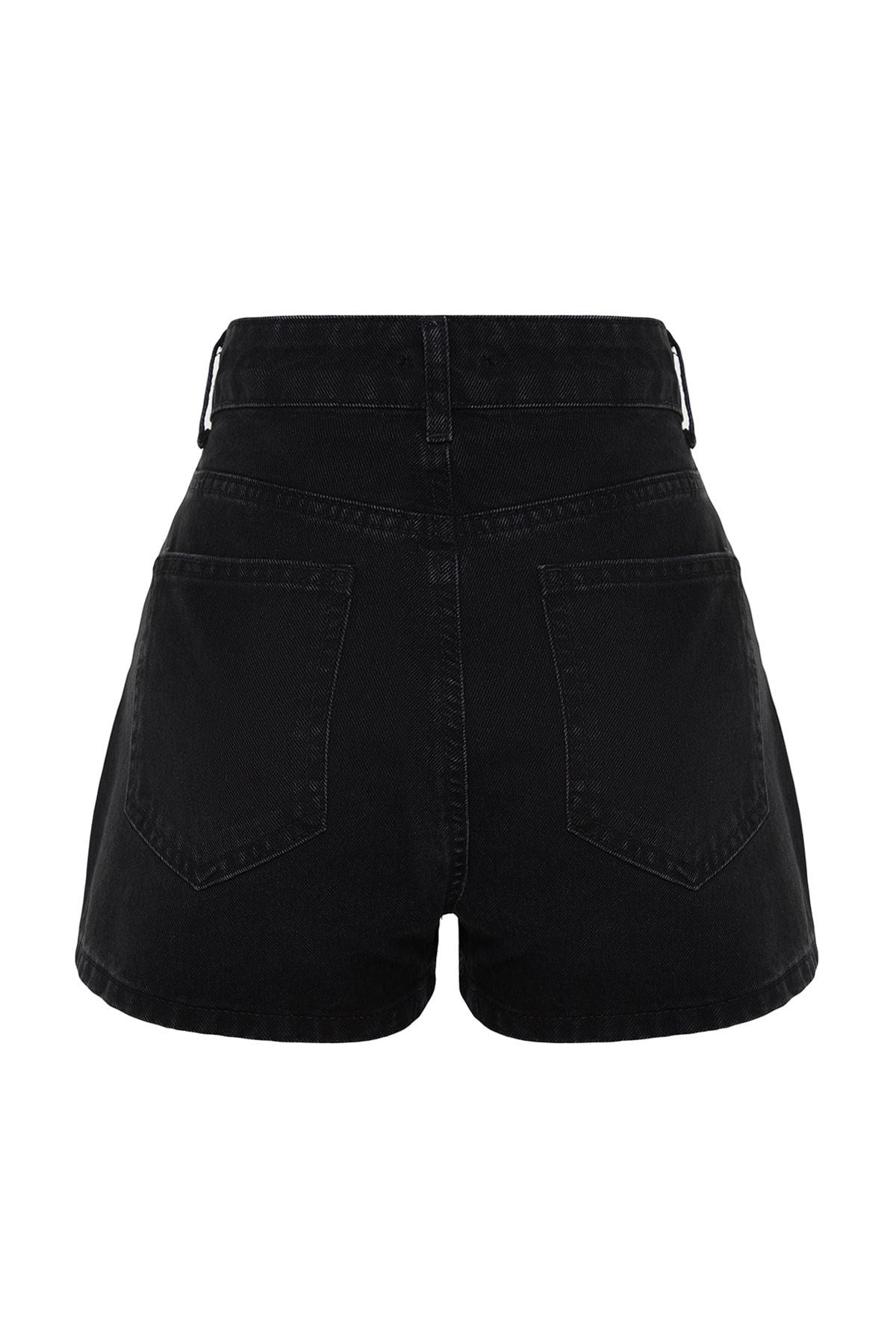 Black High Waist Denim Shorts Twoss23sr00312