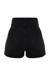 Black High Waist Denim Shorts Twoss23sr00312