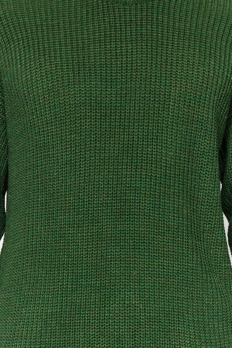 Khaki Men's Oversize Fit Wide Pattern Crew Neck Basic Knitwear Sweater Tmnaw23kz00189