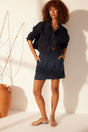 Navy Blue 100% Linen Pocket Detailed Mini Skirt Twoss24et00154