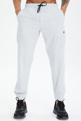 Men's Burgundy Solid Color Slim Quick Drying Rubber Leg Woven Casual And Sports Tracksuit Pants 0809