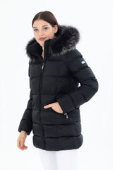 Women's Long Removable Fur Hooded Padded Windproof Water Repellent Inflatable Coat 8651 Gfx8651