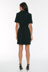 Black Belted A Cut Mini Woven Jacket Dress Twoss22el2251