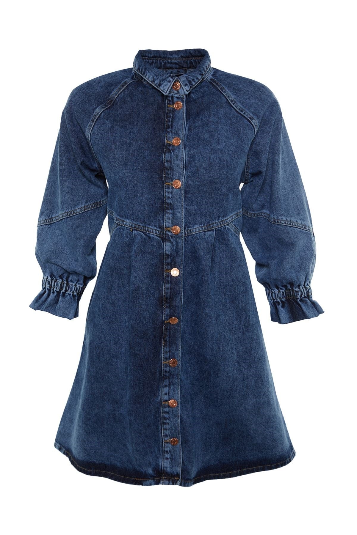 Blue Stitching Detailed Oversize Denim Dress Twoaw22el0072