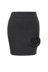 Anthracite Rose Detailed Striped Mini Skirt Tprss24et00003