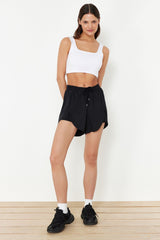 Black 2 Layer Inner Shorts Knitted Sport Shorts Thmss24sr00005