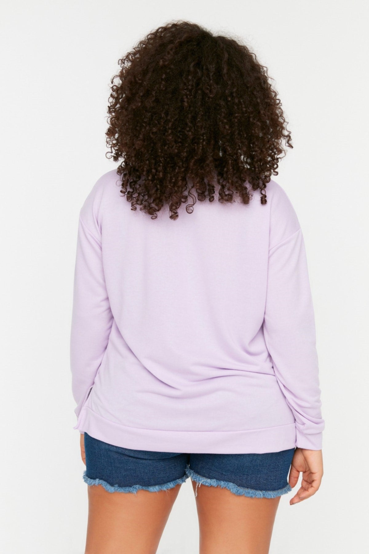 Lilac Slit Detailed Knitted Slim Sweatshirt Tbbss22sw0172