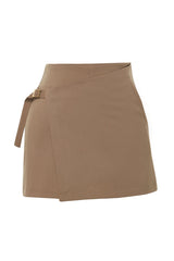 Stone Double Breasted Closure Buckle Detailed Woven Shorts Skirt Twoss24sr00061