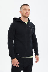 Men's Black Hooded Zipper Pocket Sports And Daily Wear Tracksuit Top 0488 Tb23ml06s0488-1