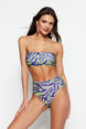 Green Animal Print Strapless High Waist Bikini Set Tbess22bt0018