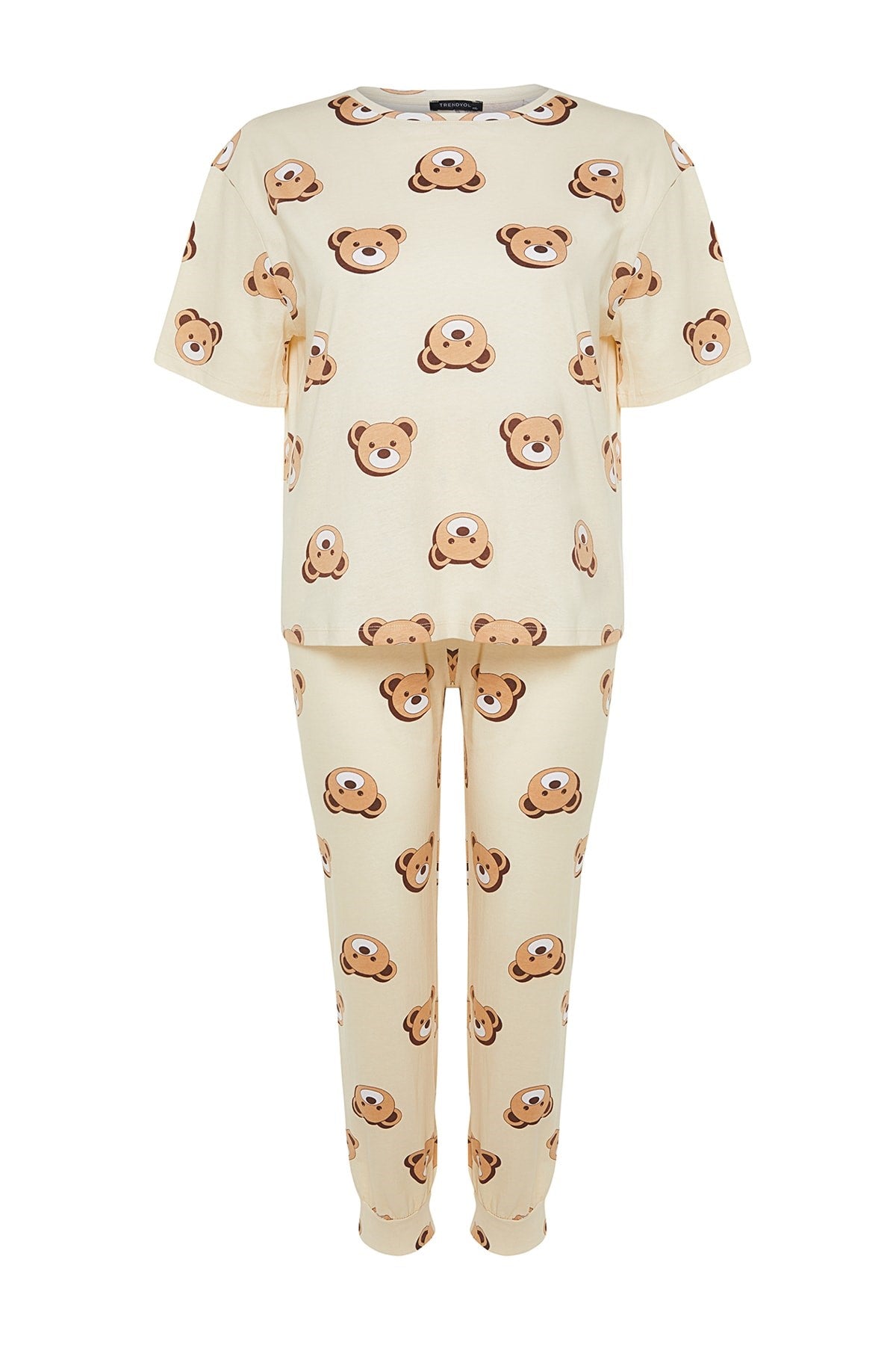 Anthracite Teddy Bear Pattern Knitted Pajama Set Tbbaw23ai00039