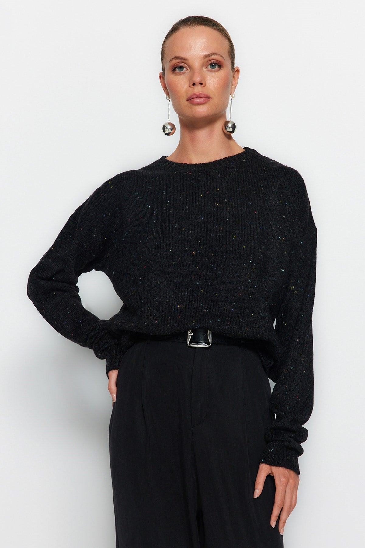 Black Soft Textured Nopeli Knitwear Sweater Twoaw24kz00219